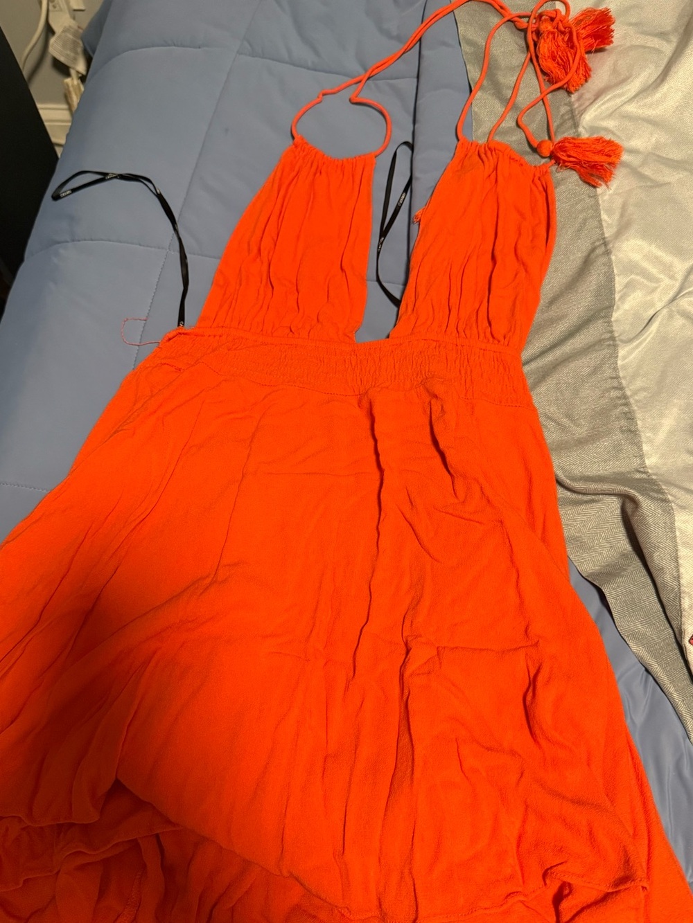 Forever 21 Bright Orange Halter Summer Dress
